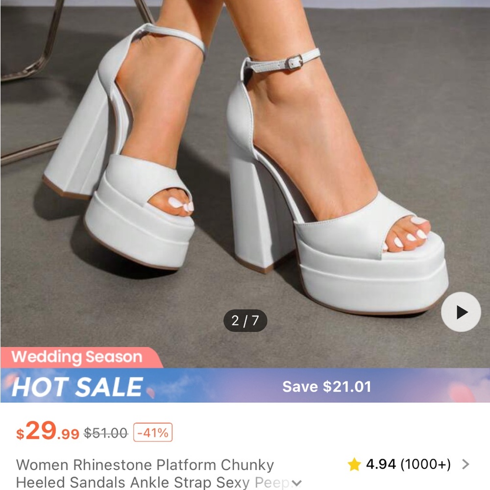 White Chunky Platform Heels Size 9.5 NEVER WORN, sent the wrong size, unopened